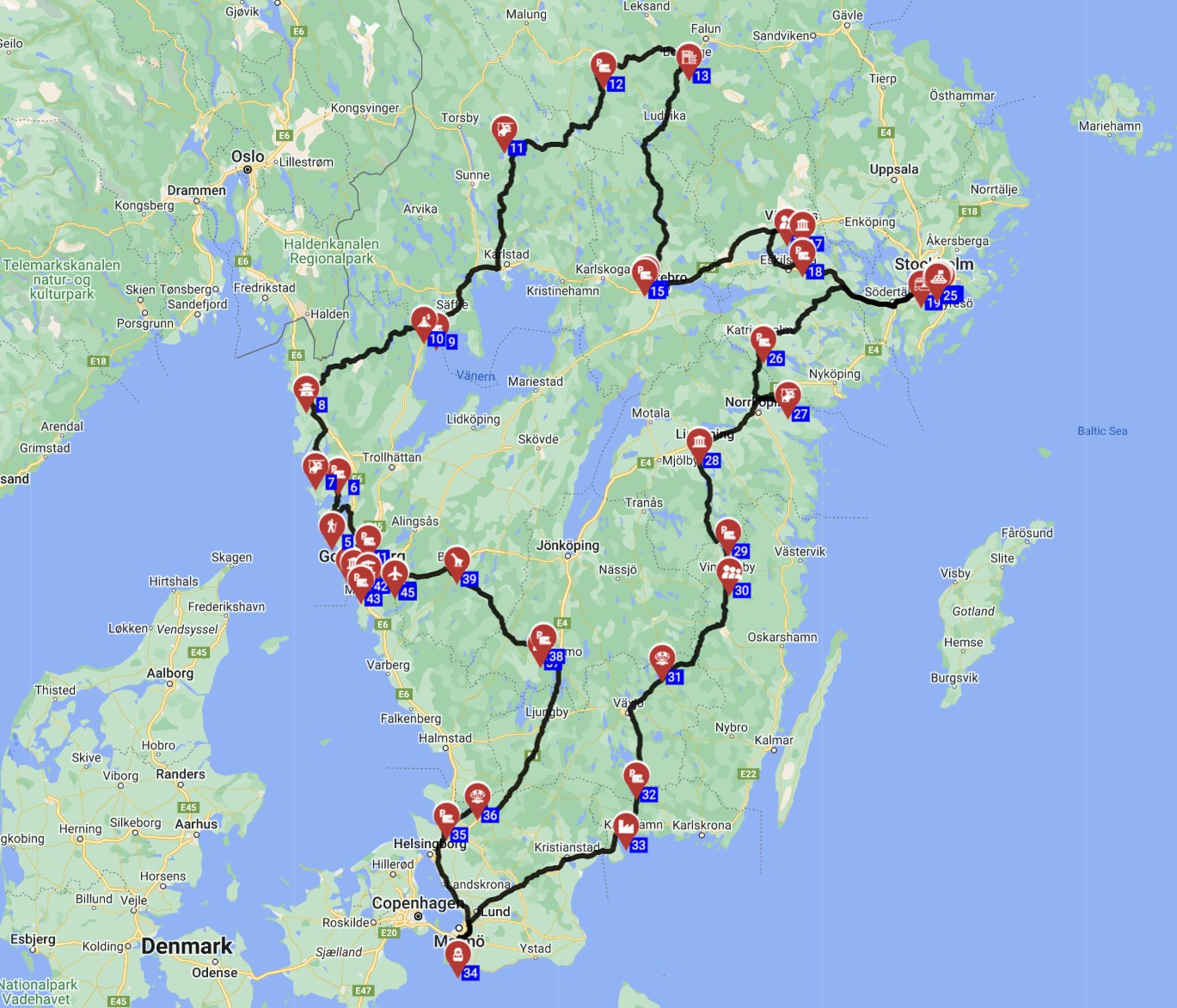 Map for Gothenburg Round trip - The Swedish Heritage and Nature Trail